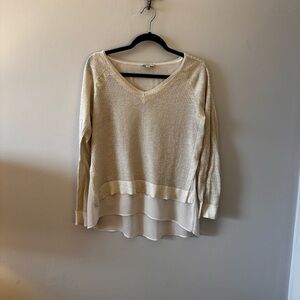 Lucky Brand | Cream Layered V-Neck Sweater Top